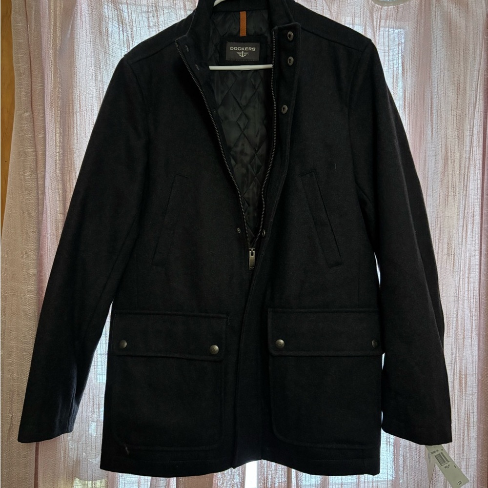 Dockers Men’s Wool Blend Topcoat Jacket DM 4JB990 CHA NWT Charcoal Gray Size S